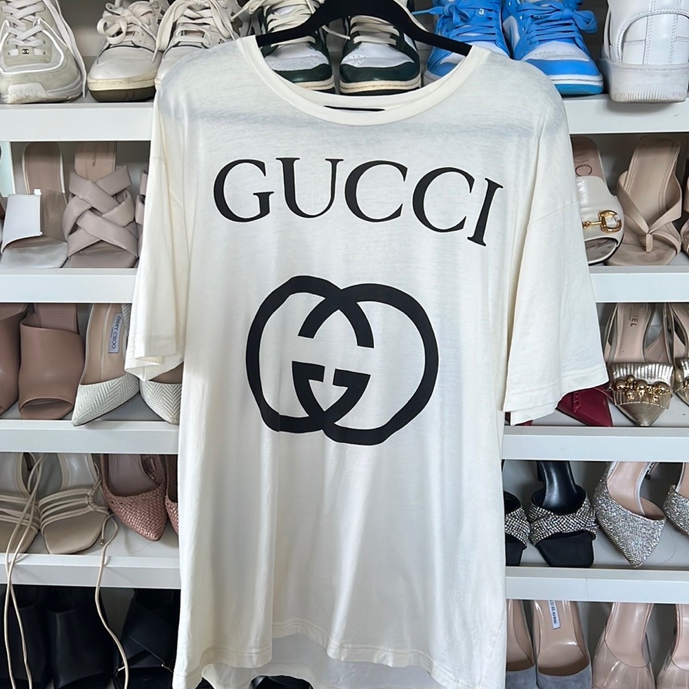 Gucci White and Black Short Sleeve Tee